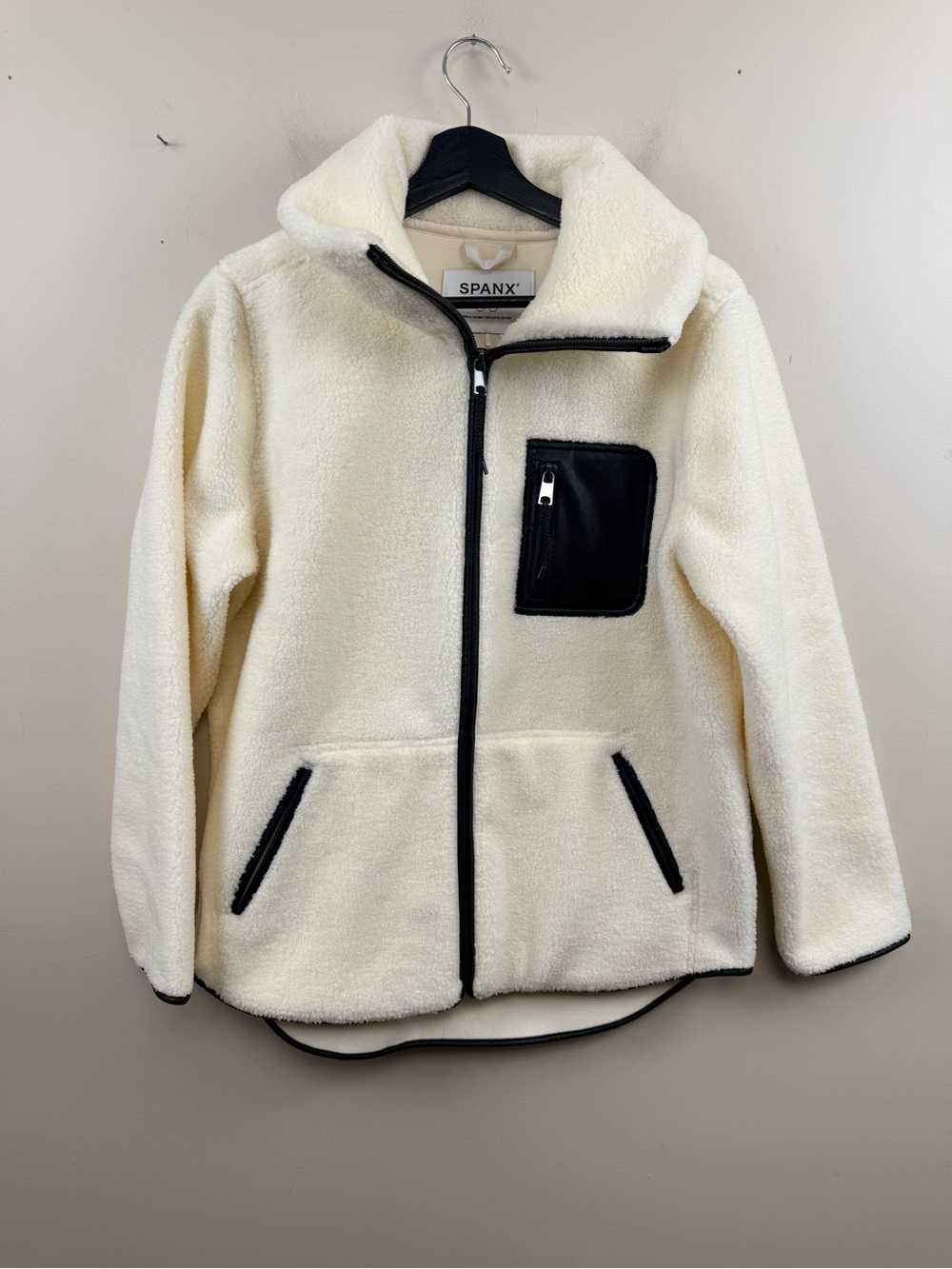 SPANX Sherpa zip up jacket medium Euc